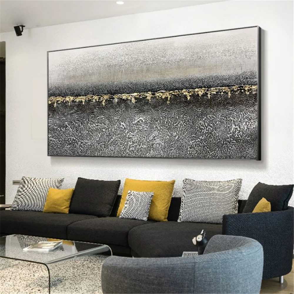 

100% hand-painted modern oil painting living room oil on canvas art gold abstract home decoration wall map