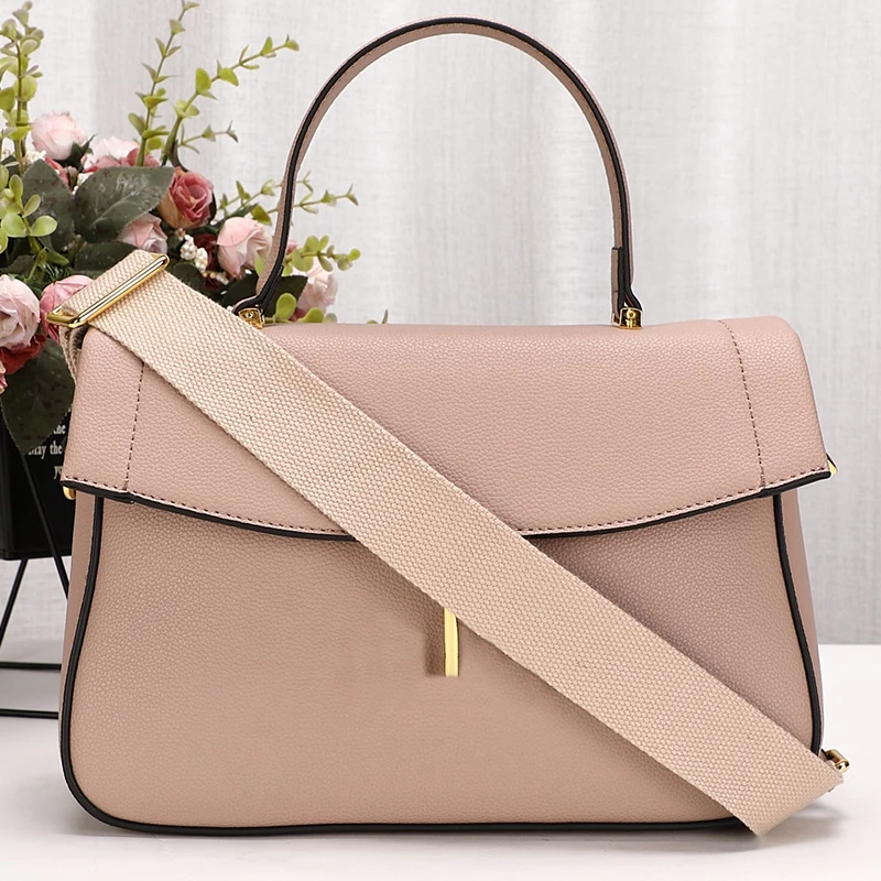 

New style stylish, versatile, rear slot pocket main mezzanine large-capacity leather flip-top handbag, one-shoulder diagonal bag
