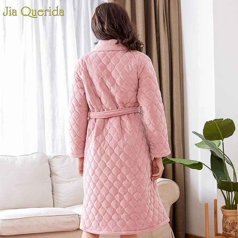 Новый розовый женский банный халат толстый флисовый большого размера с 3 слойной