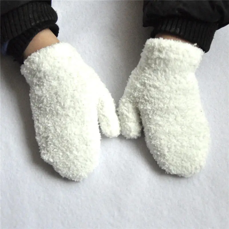 Warmom-guantes de felpa Coral para ni&ntilde;os de 1-4 a&ntilde;os, guantes bonitos de dedos completos, c&aacute;lidos y a prueba de viento, para invierno-4