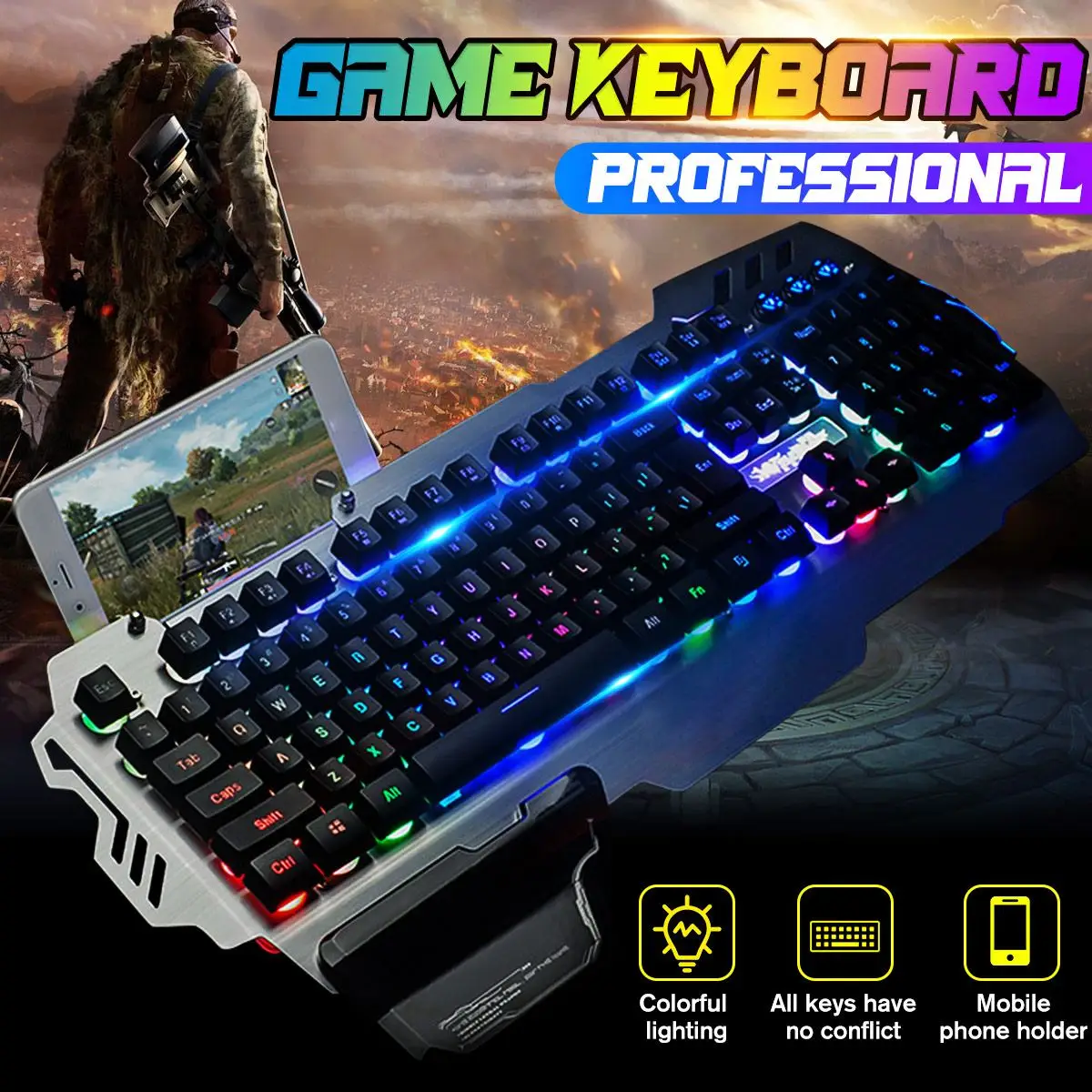 

Metal Gaming Keyboard Mouse Mechanical Feel Backlight Waterproof Gaming Keyboard