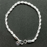 hot fashion rope bracelet mens 4mm silver color twisted 8 chain womens gift