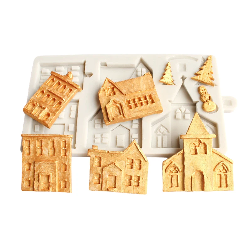 Christmas Gingerbread House Silicone Mold Chocolate Cookies Mould Fondant Cake Decorating Tools | Дом и сад