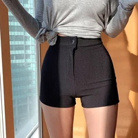 2021 new women shorts summer black new shorts femme thin elastic high waist fitness casual shorts mini pants hot zipper