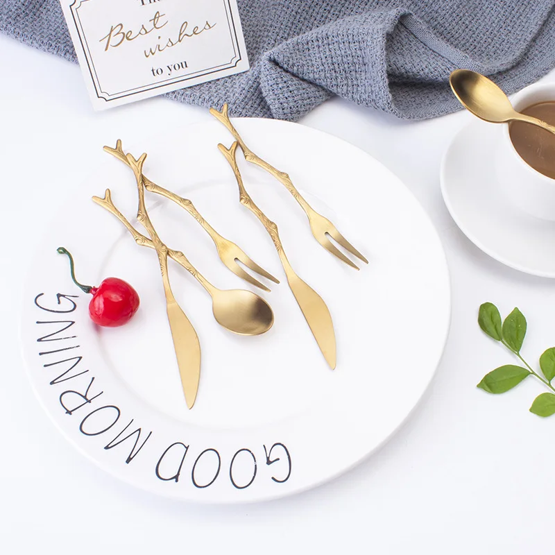 Креативный нож и вилка из нержавеющей стали ложка зеркальная кофейная маленький