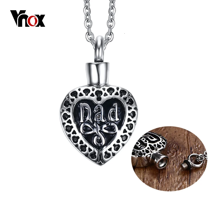 Vnox родители мама папа Мемориал зола после кремации урна сердце кулон для женщин