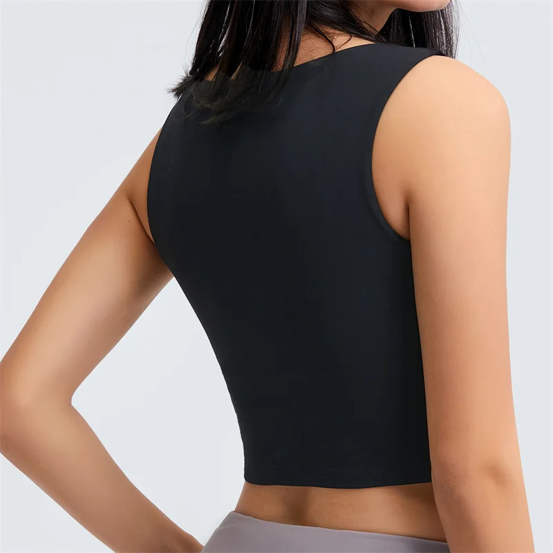 Nepoagym MIND Women Brushed Waist Cutout Crop Tank Tops with Built In Bra Longline Padded Sports Bra Medium Support