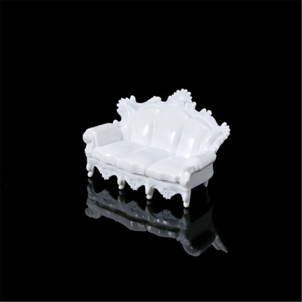 Белый 1/25 кукольный домик миниатюра Гостиная комплект старинных диванов Чай