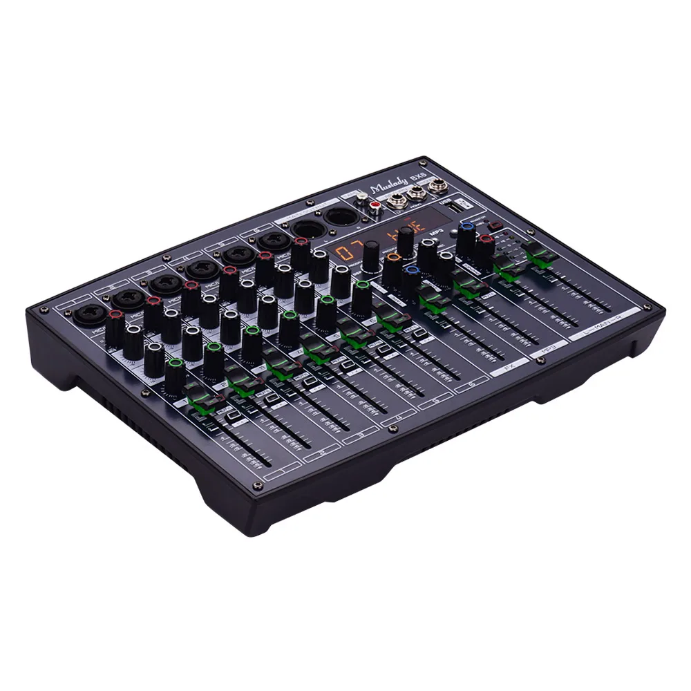 Микшерная консоль Muslady BX6 Compact 6 каналов 16 эффектов DSP встроенный источник