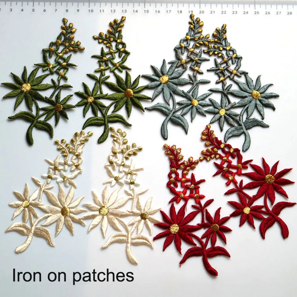 1 пара глажка Цветочная вышитая нашивка для одежды железные вышитые наклейки