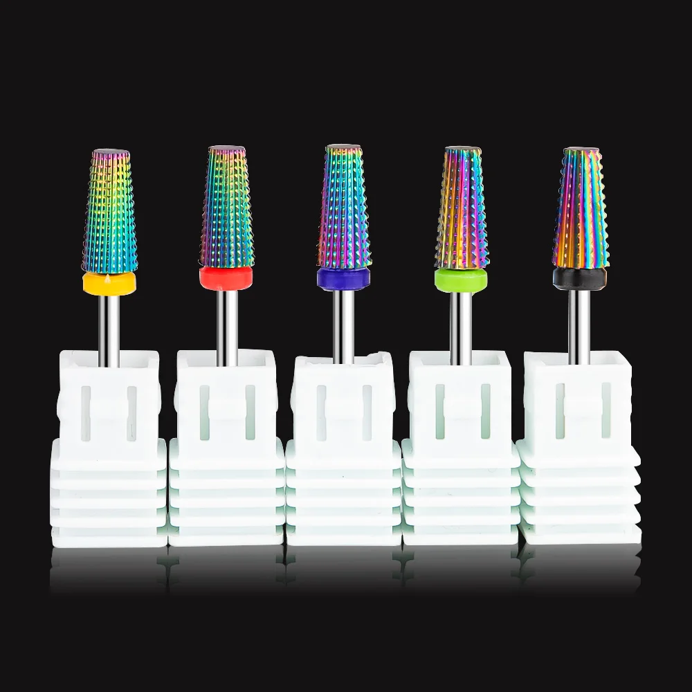 Радужный карбид вольфрама 5 в 1 сверло для ногтей фреза маникюра 3/32 &quotхвостовик