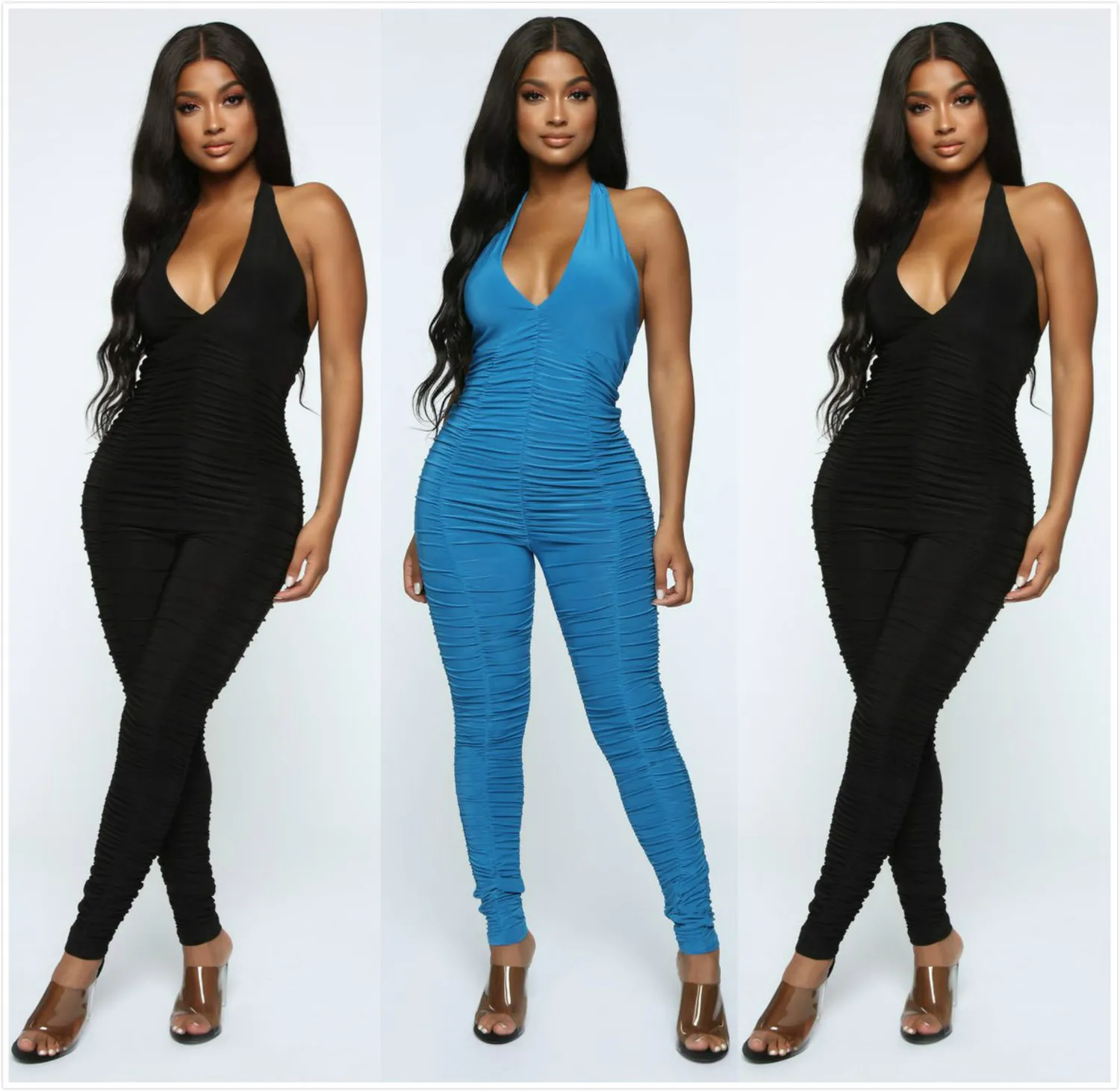 

Sexy Halter One-piece Jumpsuit One-piece Sleeveless Pants Bodysuit Overalls Bodycon Backless Fit Romper One Piece