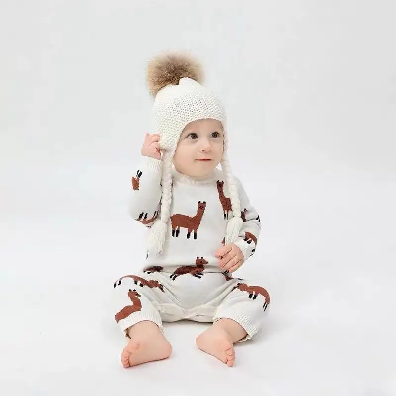 TinyPeople/ вязаный детский комбинезон из альпаки; зимняя одежда для новорожденных; теплый комбинезон для мальчиков; ползунки для девочек; Модная одежда для младенцев