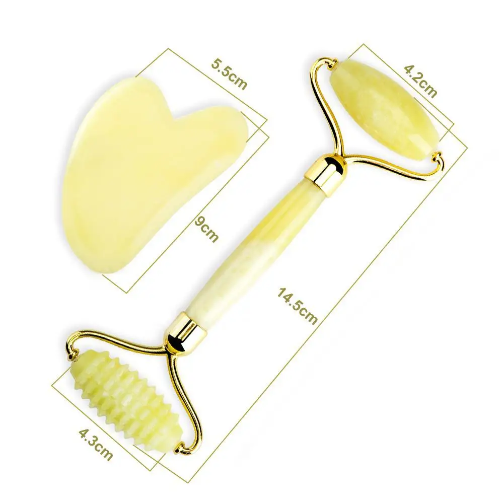 

Topaz Jade Roller Massager Zinc Alloy For Face Anti-aging Natural Gouache Scraper Lift Stone Rollers Set Beauty Skin Care