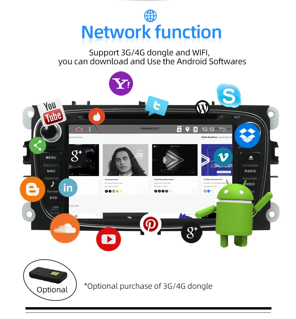 Android 9,0 два Din 7 дюймов Автомобильный dvd-плеер для FORD/Focus/S-MAX/Mondeo/C-MAX/Galaxy ram 4G wifi gps навигация радио