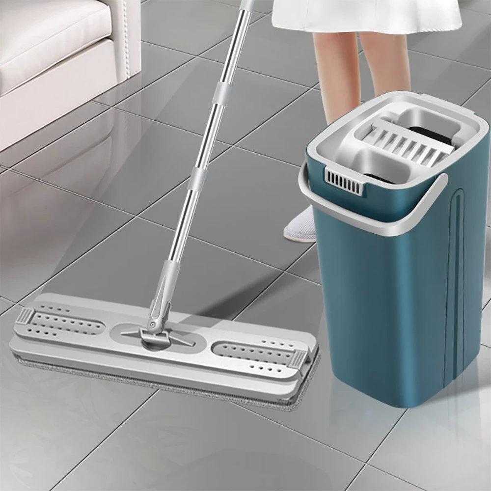 Hands-free Floor Lazy Mop And Bucket Set Cleaning Mop Microfiber Mop Wet And Dry Floor Cleaning House Household Cleaning Cleaner images - 6