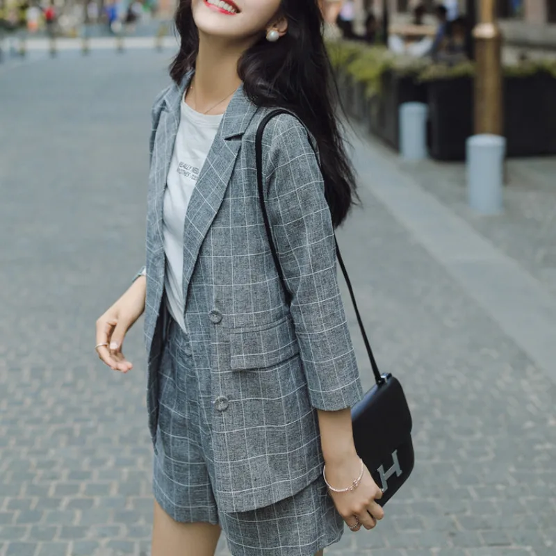 Женская одежда стильный костюм женский офисный из двух предметов двубортный в