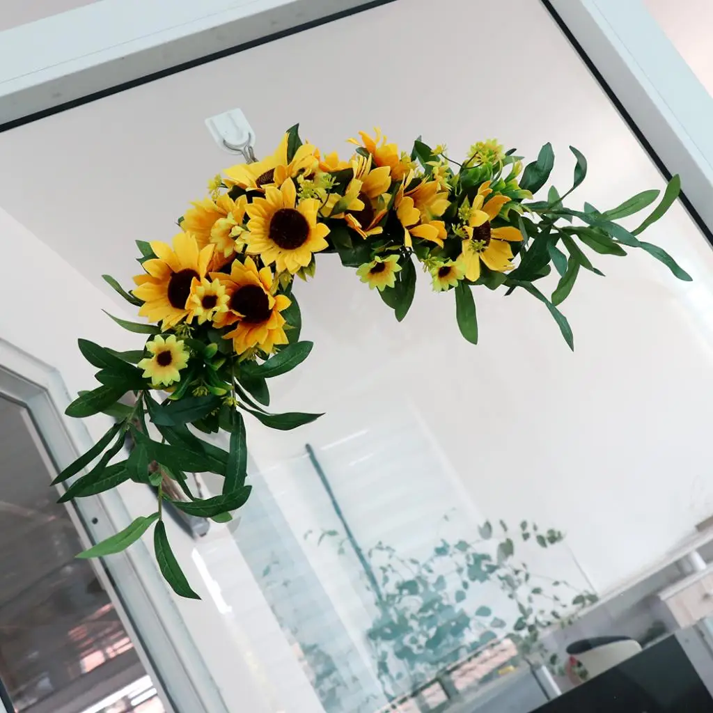 Венок для передней двери Искусственный Подсолнух арка украшения стен венок