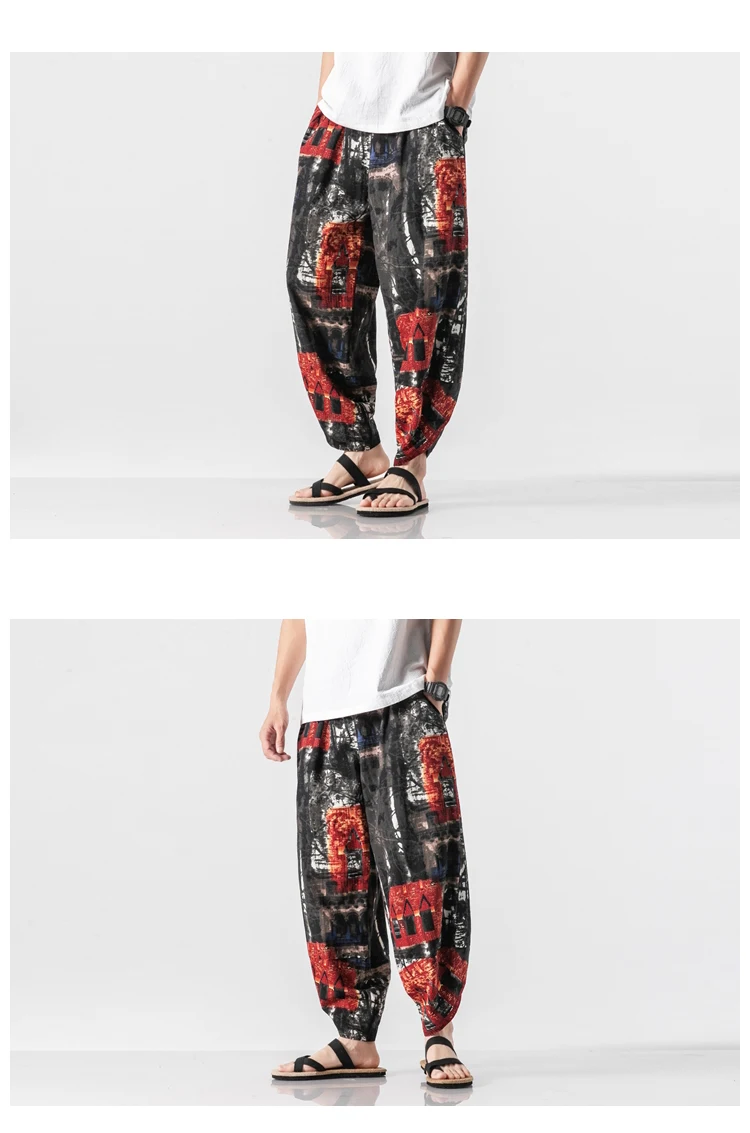 Hip Hop Harem pants Mens Spring Summer Chinese Style Joggers Pants Men Sweatpant Stitching color Casual Trousers Harem pants men