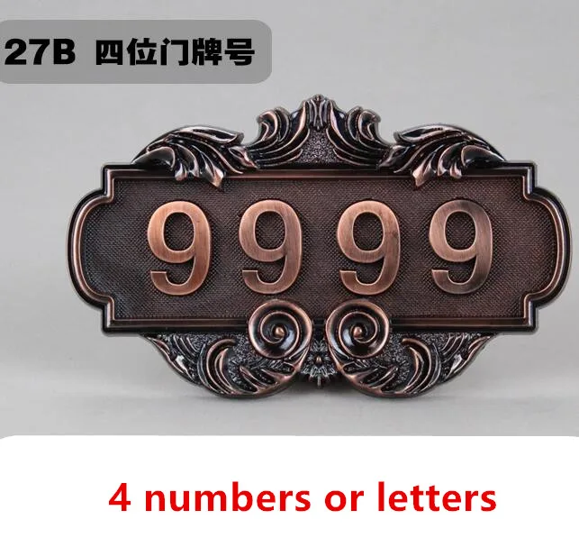 Number or letter ABS европейский номер двери наклейка античная медь номер дома знак 3 до 4 номера индивидуальные для гостиницы квартиры вилла двери - Цвет: Number or letter