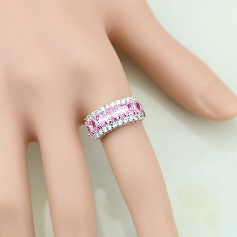 

Кольцо женское из серебра, драгоценное милое розовое с фианитом, свадебное/Помолвочное вечерние нее/Подарочное кольцо