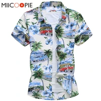 men fashion 2020 new red car printed mens hawaiian shirt streetwear holiday casual short sleeved floral camisa plus size m 7xl