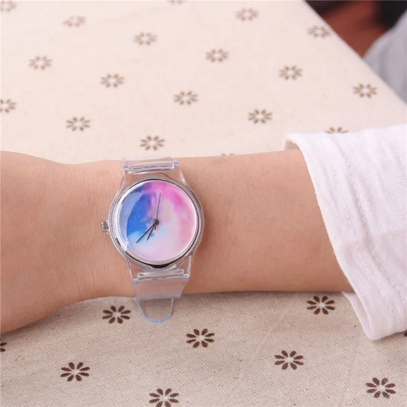 Модные часы прозрачные женские с силиконовым браслетом Спортивные кварцевые