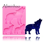 dy0164 shiny wolf family silicone molds diy epoxy mould wolf mother and baby silicon resin crafting molds keychains mold