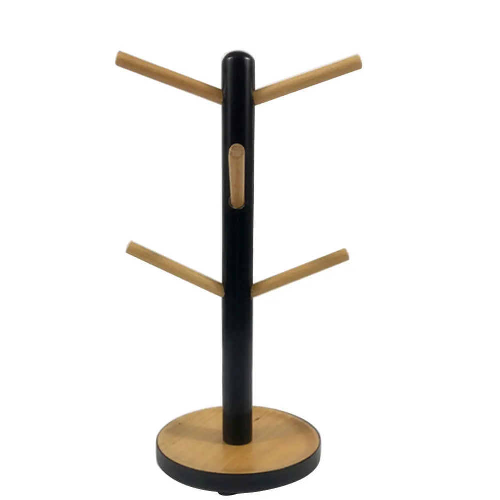 

Practical Hanging Kitchen Tree Shape Cup Rack Ornaments Home Storage Wooden Display Durable Drying Stand With 6 Hooks Mug