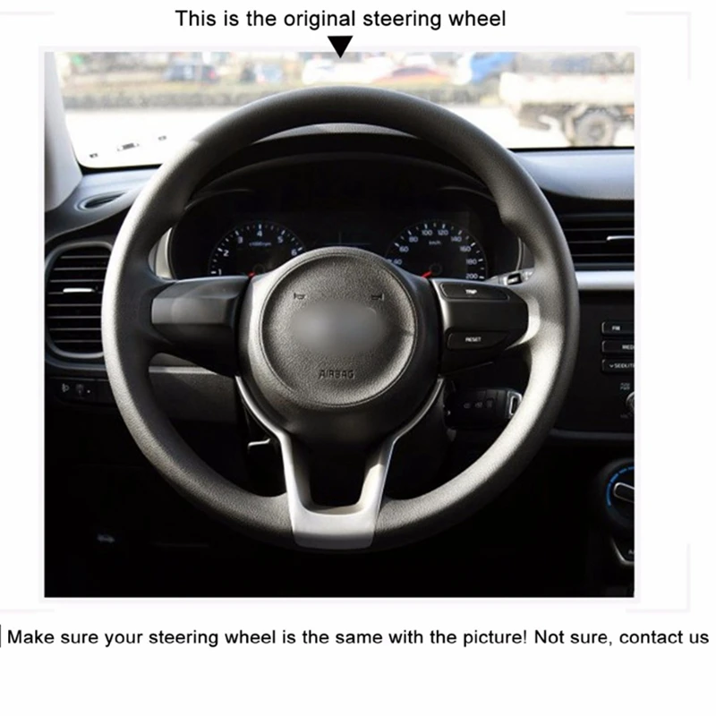 Черная искусственная кожа DIY ручной сшитый чехол рулевого колеса автомобиля для