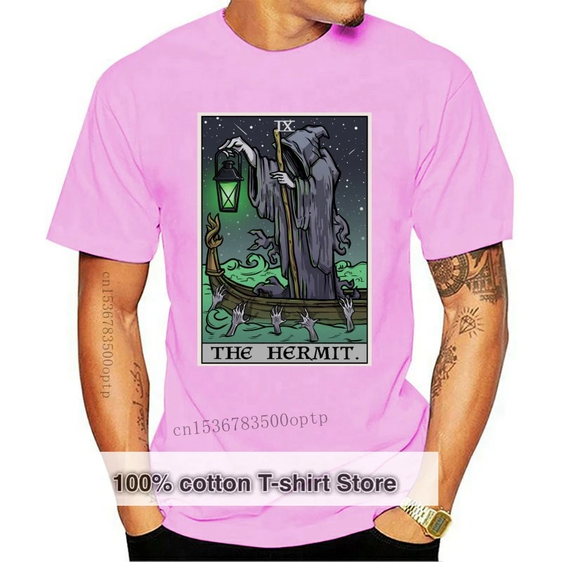 

Футболка с принтом "The Hermit Tarot Card", готическая ретро футболка с О-образным вырезом в стиле Хэллоуин, "Мрачный Жнец", "Ангел смерти", "Харон"