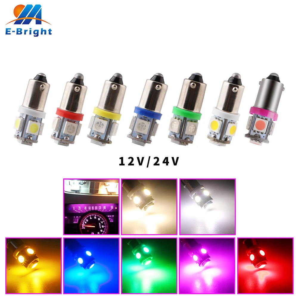 DC 12V 24V 10 шт. BA9S W6W 5050 5 SMD СВЕТОДИОДНЫЙ Клин для лампы светодиодный автомобиль