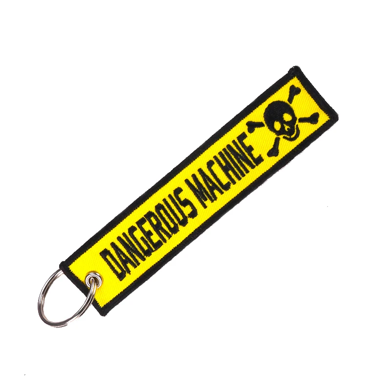 

Mobile Phone Strap Double-sided Novelty Dangerous Machine Warning Tag Keychain for Motorcycles and Cars Phone Straps Holder
