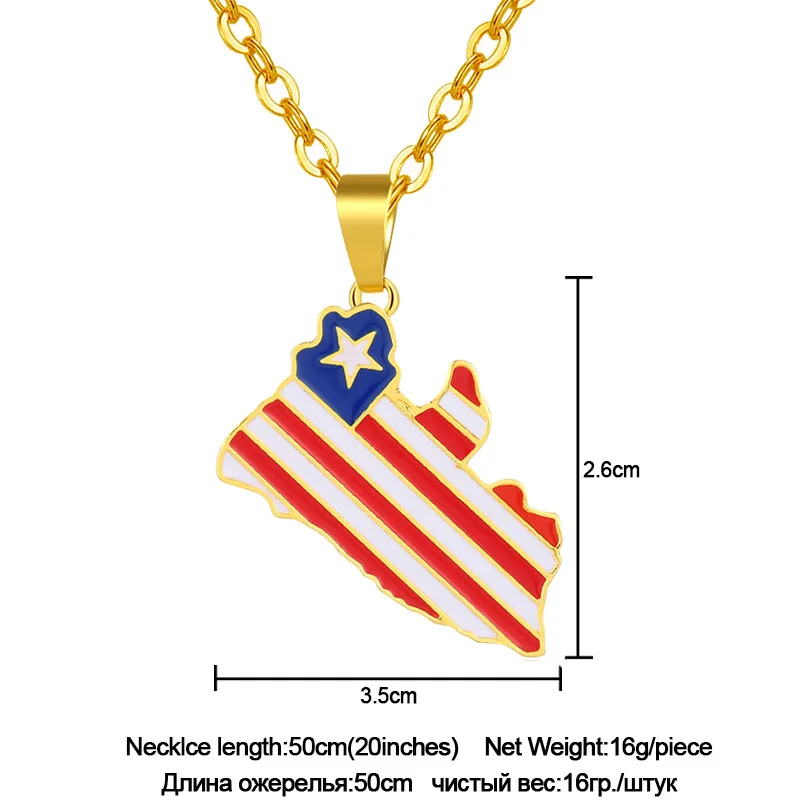

Liberia Country Map Necklaces for Women Link Chain Necklace Flag Pendant Men Jewelry Gold Color Charm Maps Bijoux Femme