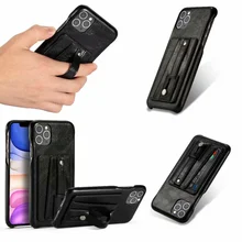 Luxury vintage PU leather card slot bracket Fhx-cp phone case for iPhone 7 8 Plus X XR XS MAX 11 11Pro MAX phone back cover