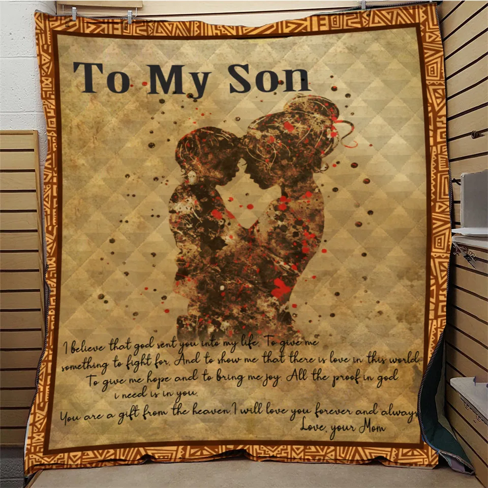 

Letter Style To My Son Quilt Blanket Throw Soft Warm Cotton All Season Quilt for Kids Adult Droppshiping