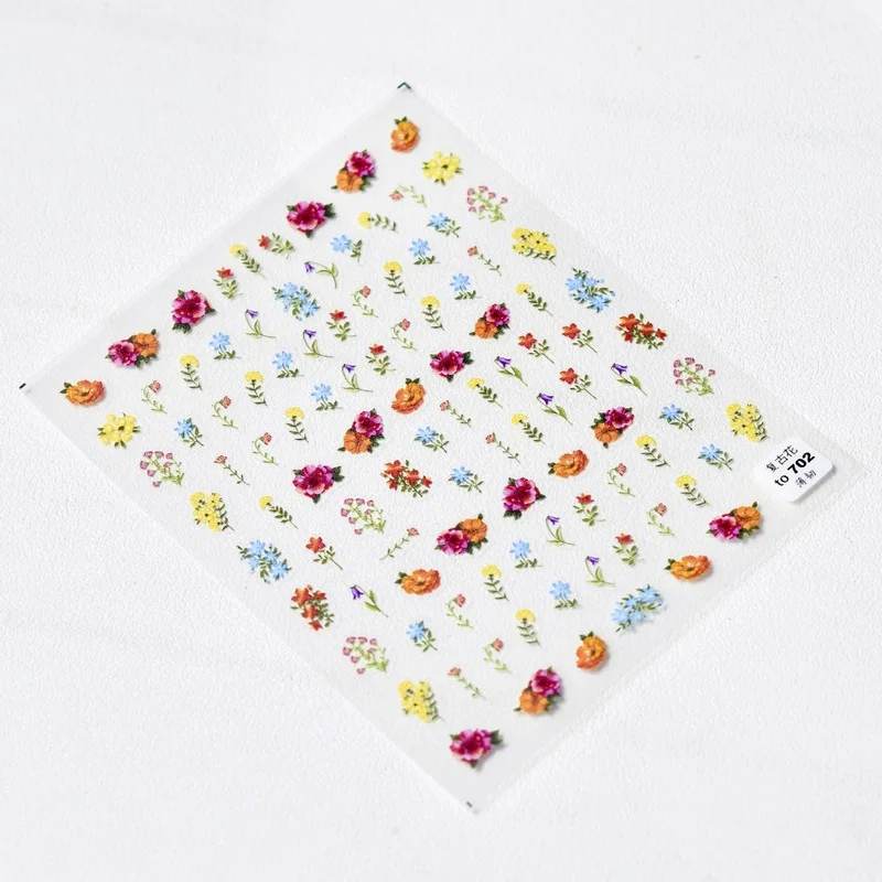 

Ultra-Thin Adhesive Big Vintage Dried Flowers 5D Nail Art Stickers Literature And Art DIY Manicure Decal Decoration High Quality
