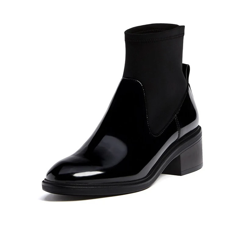 Платье-Оксфорд без шнуровки Стрейчевые женские ботильоны с круглым носком из