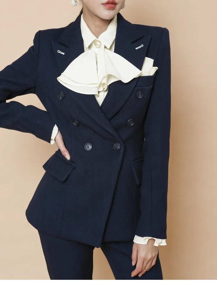 2019 осень зима новый корейский черный приталенный деловой Блейзер + брюки 2