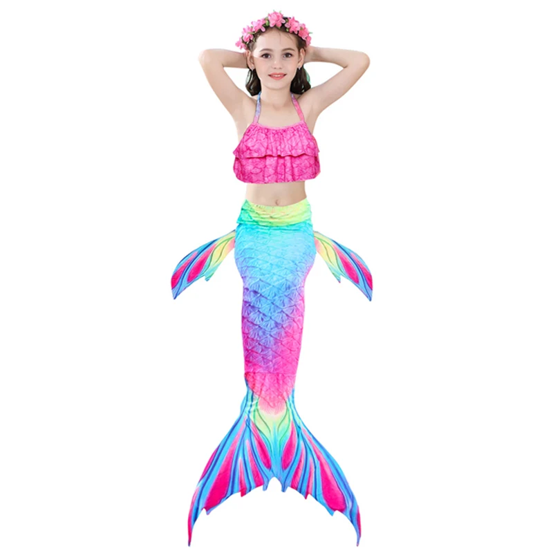 Хвост русалки для купания детский купальник девочек бикини с оборками Maillots De Bain