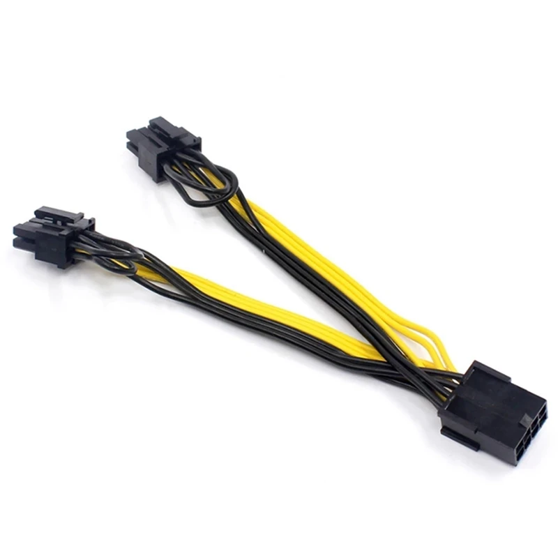 EPS CPU 8Pin to 2-Port PCIe 8Pin Dual PCI-E 6+2Pin Y Splitter Miner GPU Graphics Card Power Supply Cable Cord 18AWG 20CM