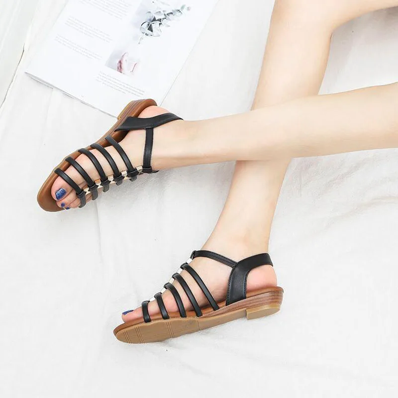 

Summer New Women Shoes Fashion Casual Outdoor Beach Slippers Comfortable Flat Bottomed Toe Women Sandals Plus Size