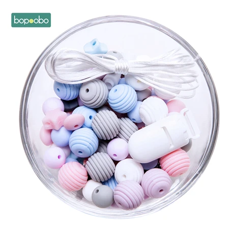 Pink set Bopoobo DIY набор силиконовых бусин пищевой бусины в форме животных для лекарственная соска цепочка Кулон Ожерелье ремесла аксессуар детский Прорезыватель - Цвет: Pink set