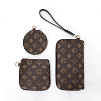 2020 winter new three piece clutch bag fashion printing all match card purse women mini zipper pouch purses