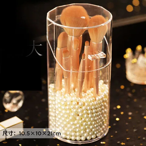 

Acrylic Dustproof Makeup Brush Storage Tube with Lid Beauty Brush Eyebrow Pencil Eyeliner Cosmetic Storage Box
