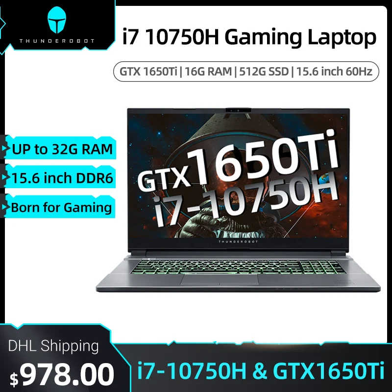 ThundeRobot игровой ноутбук 15 6 дюймовый Intel Core i7 10750H GTX 1650Ti 8G RAM 512G SSD IPS FHD RGB клавиатура