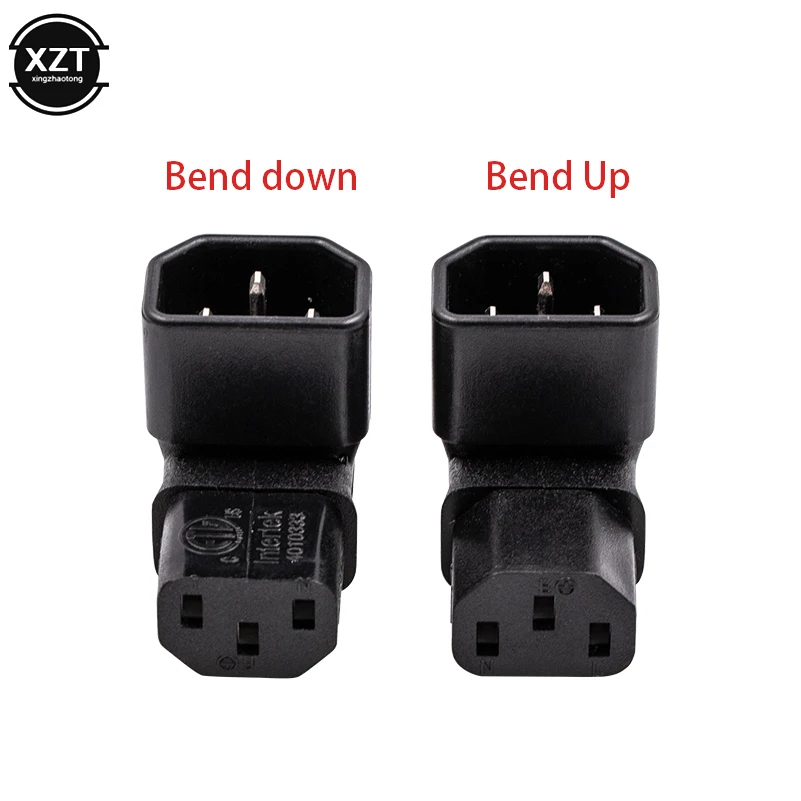 

10A 3Pin IEC Connector Down UP 90 Angled IEC 320 C14 Male to C13 Female Power Adapter AC Plug for LCD LED wall Mount TV