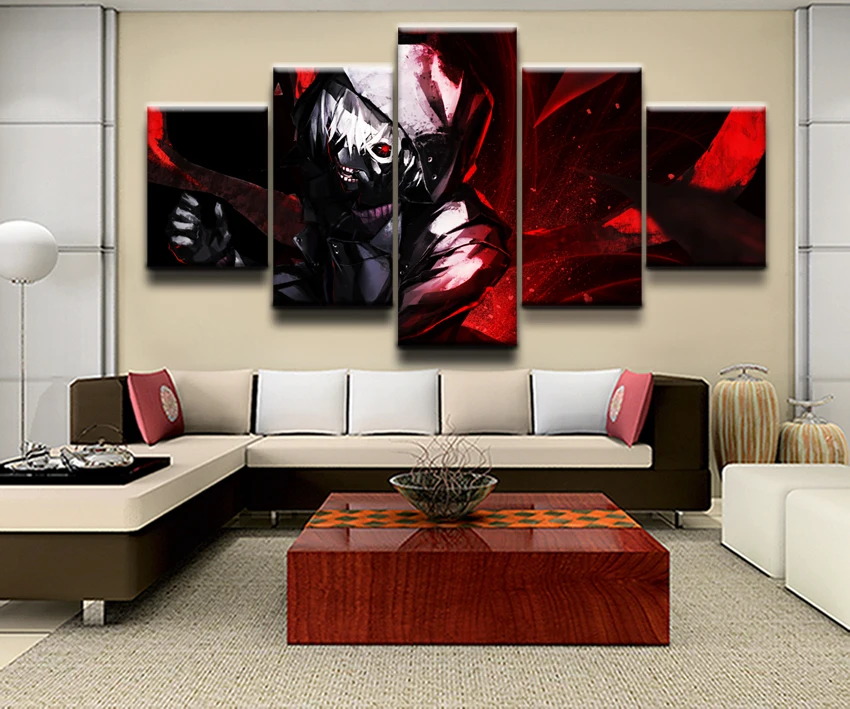 

Modular Pictures On The Wall Canvas Painting Wall Art Frame Prints 5 Panel Tokyo Ghoul Anime Ken Kaneki For Living Room Decor