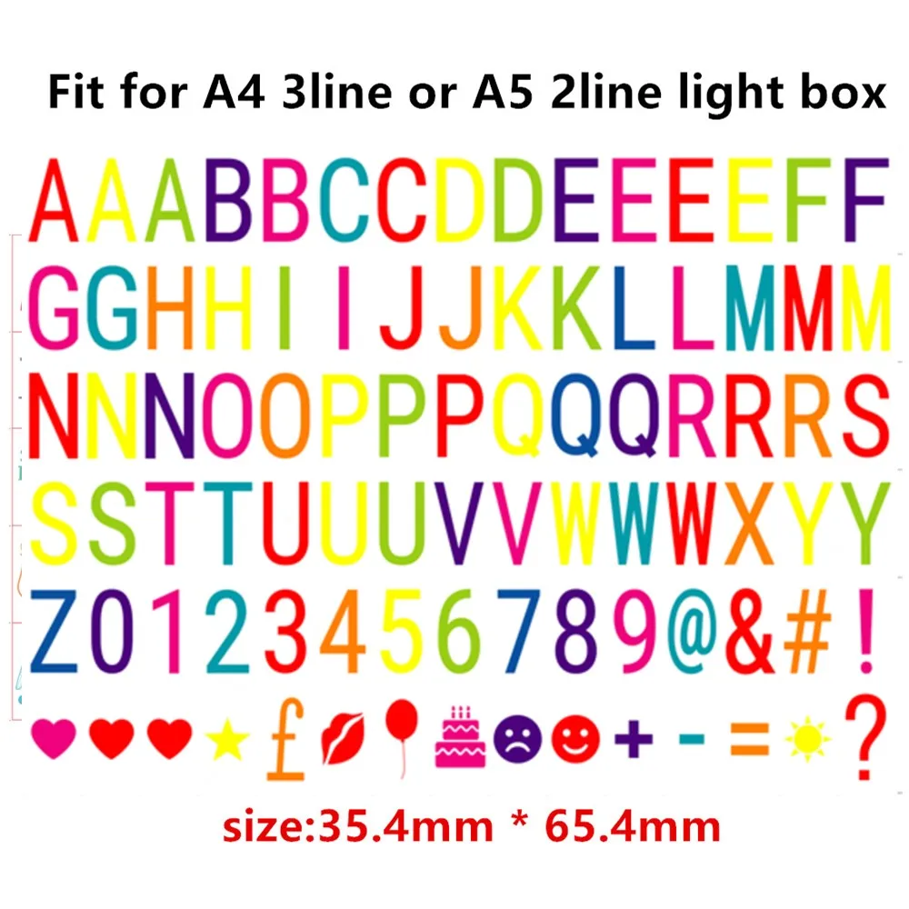 Color alphabet set Светильник для кинотеатра с буквами для формата А4, А5, светильник для кинотеатра, коробка с черными красочными буквами и вывесками, открытки для рукоделия, бара, Letrero, домашний декор - Испускаемый цвет: Color alphabet set