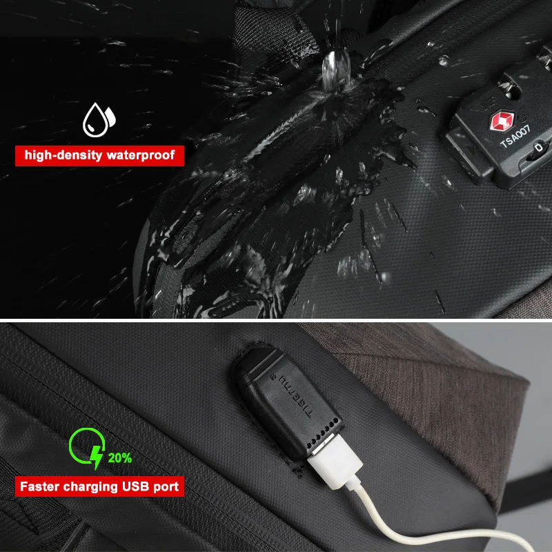Модный мужской рюкзак с замком TSA без ключа 15 6 дюймовый для ноутбука USB зарядкой